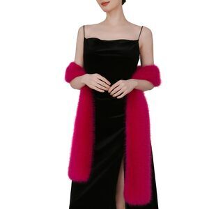 7414 71" X 6" Faux Fur Long Scarf For Women – Soft Plush Winter Wrap,